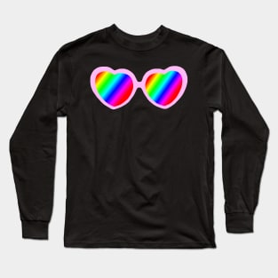 Rainbow Mirror Heart Love Glasses Long Sleeve T-Shirt